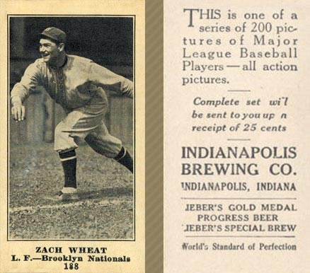 1916 Indianapolis Brewing Zach Wheat #188 Baseball Card