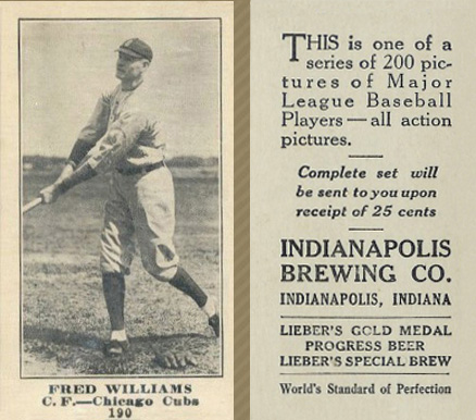1916 Indianapolis Brewing Fred Williams #190 Baseball Card