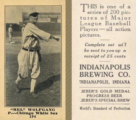 1916 Indianapolis Brewing Mel Wolfgang #194 Baseball Card