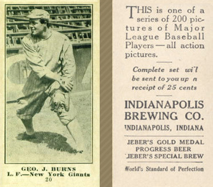 1916 Indianapolis Brewing Geo. J. Burns #20 Baseball Card