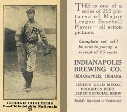 1916 Indianapolis Brewing George Chalmers #29 Baseball Card