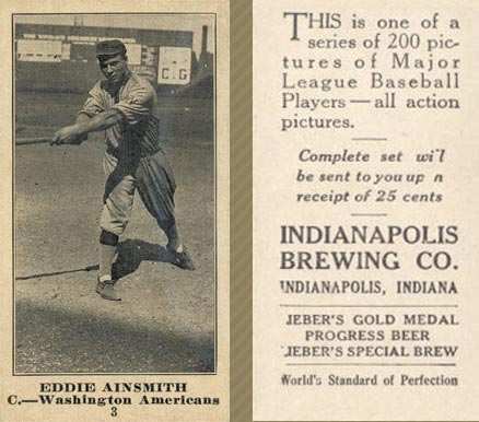 1916 Indianapolis Brewing Eddie Ainsmith #3 Baseball Card