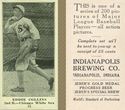 1916 Indianapolis Brewing Eddie Collins #34 Baseball Card