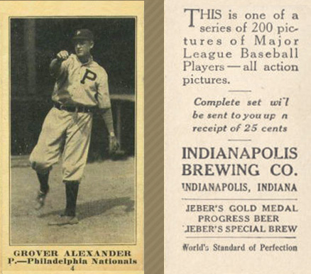 1916 Indianapolis Brewing Grover Alexander #4 Baseball Card