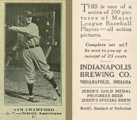 1916 Indianapolis Brewing Sam Crawford #41 Baseball Card