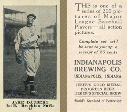 1916 Indianapolis Brewing Jake Daubert #43 Baseball Card