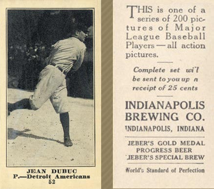 1916 Indianapolis Brewing Jean Dubuc #52 Baseball Card