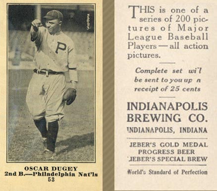1916 Indianapolis Brewing Oscar Dugey #53 Baseball Card