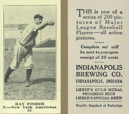 1916 Indianapolis Brewing Ray Fisher #58 Baseball Card
