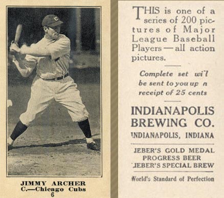 1916 Indianapolis Brewing Jimmy Archer #6 Baseball Card