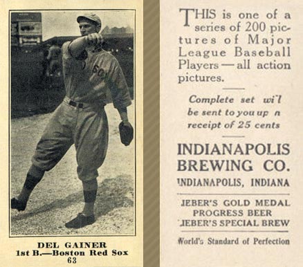 1916 Indianapolis Brewing Del Gainer #63 Baseball Card