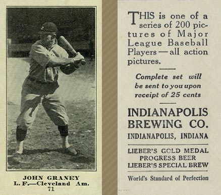 1916 Indianapolis Brewing John Graney #71 Baseball Card