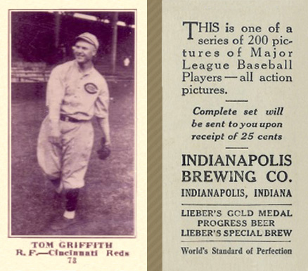 1916 Indianapolis Brewing Tom Griffith #73 Baseball Card