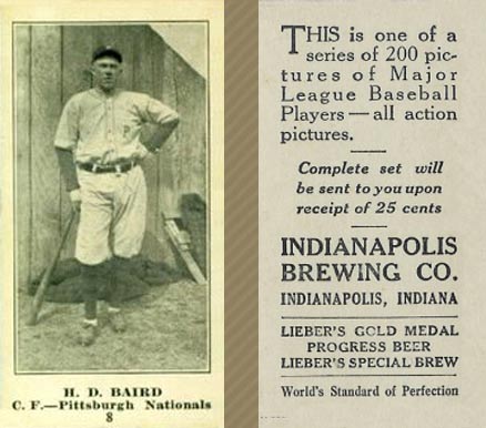 1916 Indianapolis Brewing H. D. Baird #8 Baseball Card