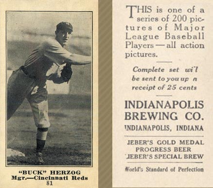 1916 Indianapolis Brewing Buck Herzog #81 Baseball Card