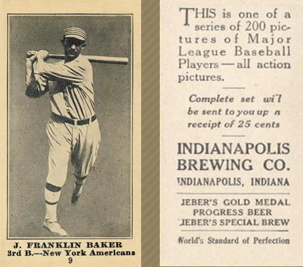 1916 Indianapolis Brewing J. Franklin Baker #9 Baseball Card