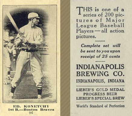 1916 Indianapolis Brewing Ed. Konetchy #96 Baseball Card