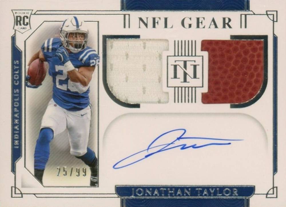 2020 Panini National Treasures Rookie NFL Gear Signatures Combos Jonathan Taylor #JT Football Card