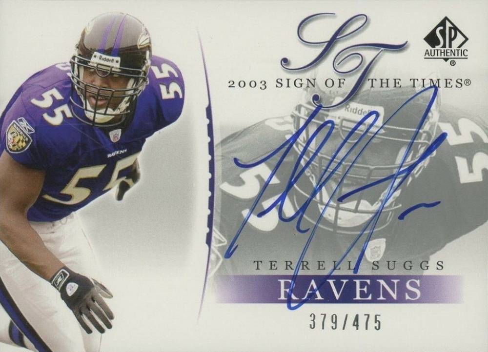 2003 SP Authentic Sign of the Times Terrell Suggs #TS Football Card