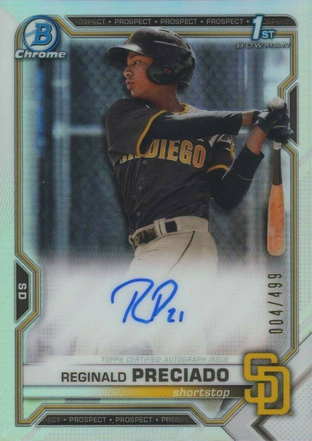 2021 Bowman Chrome Prospect Autographs Reginald Preciado #CPARPR Baseball Card