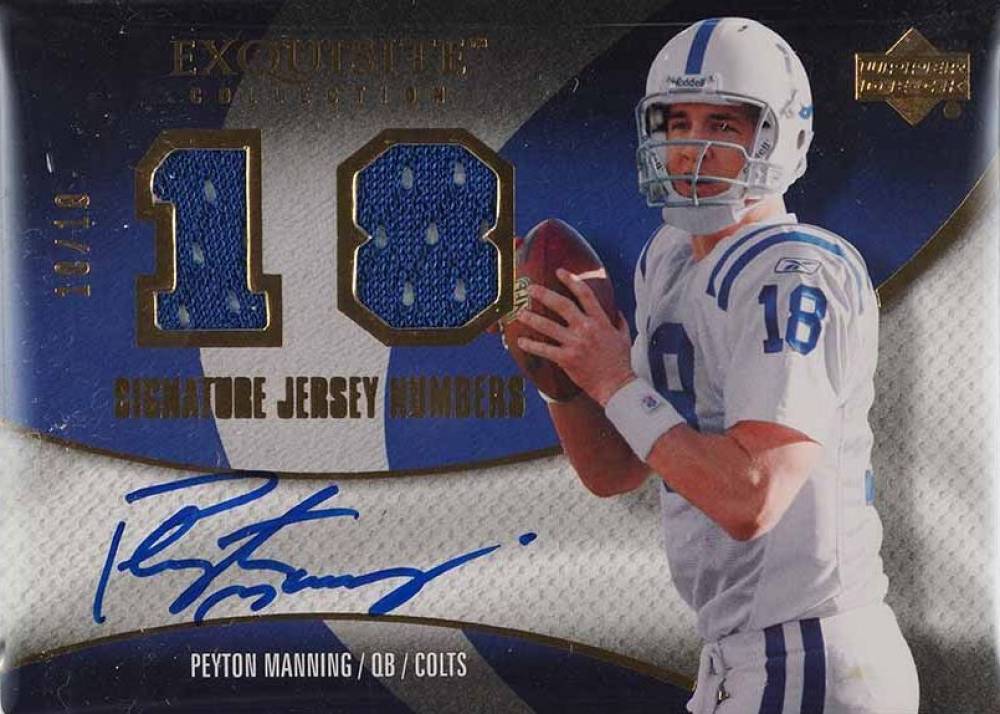2007 Upper Deck Exquisite Collection Signature Jersey Numbers Peyton Manning #SJNPM Football Card