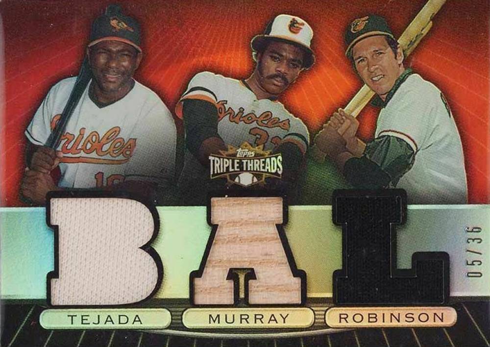 2007 Topps Triple Threads Relics Combos Miguel Tejada/Eddie Murray/Brooks Robinson #14 Baseball Card