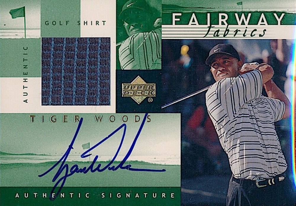 2002 Upper Deck Fairway Fabrics Signature Tiger Woods #TWAFF Golf Card