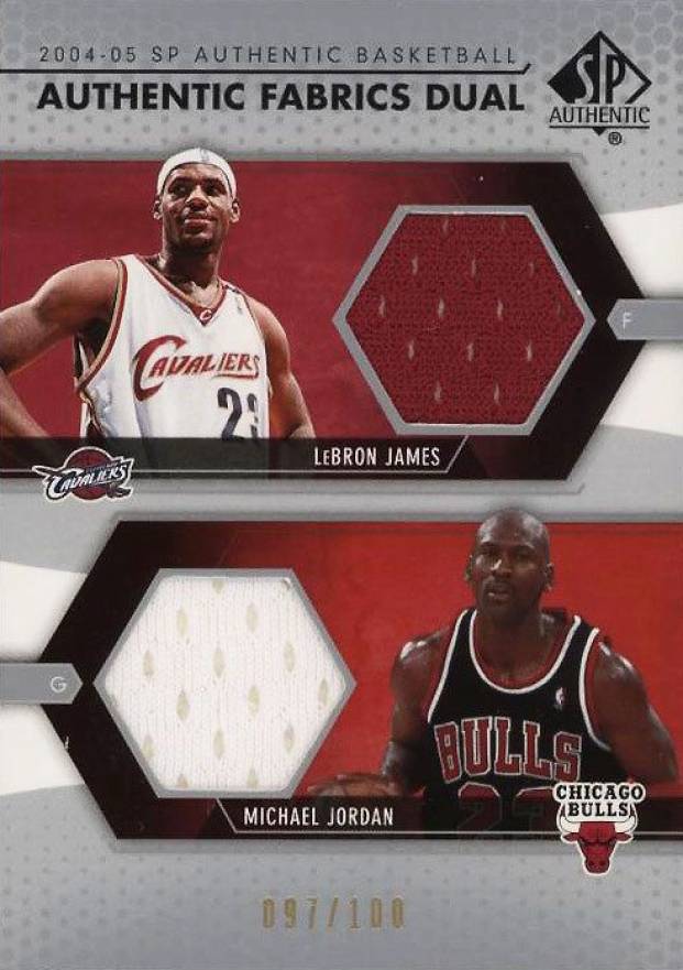 2004 SP Authentic Authentic Fabrics Jordan/James #JJ Basketball Card
