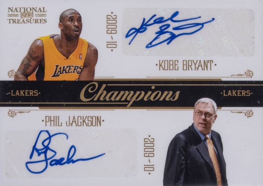 2010 Playoff National Treasures Champions Signatures Combos Kobe Bryant/Phil Jackson #1 Basketball Card