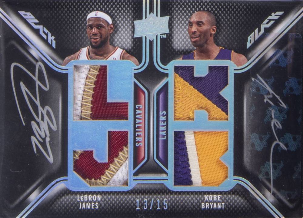 2008 Upper Deck Black Dual Patch Autographs Kobe Bryant/LeBron James #DPABJ Basketball Card
