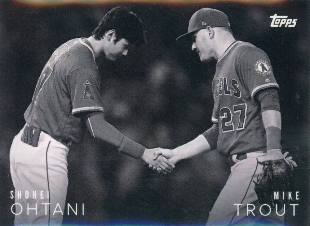 2018 Topps on Demand Black & White Candid Moments Ohtani/Trout #CM-1 Baseball Card