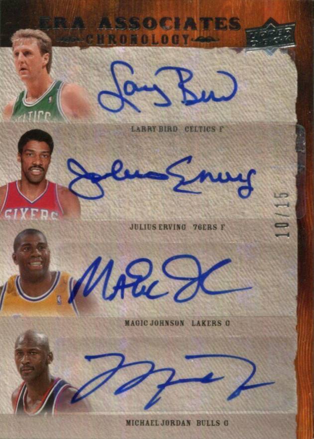 2007 Upper Deck Chronology ERA Associates Julius Erving/Larry Bird/Magic Johnson/Michael Jordan #EJBJ Basketball Card