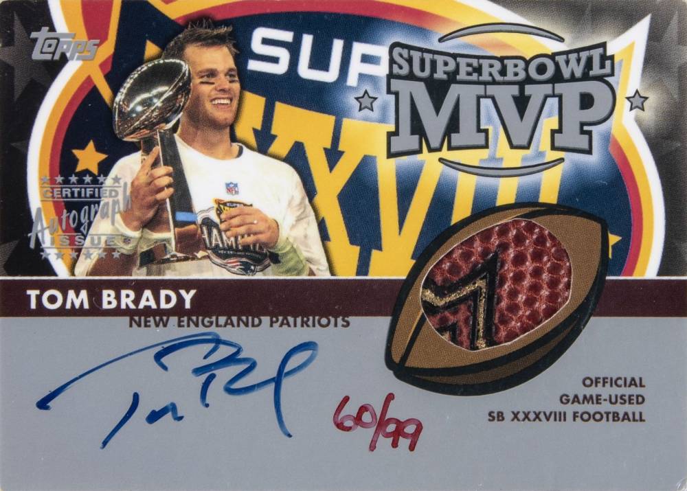 2004 Topps Super Bowl XXXVIII MVP Game-Used Tom Brady #38 Football Card