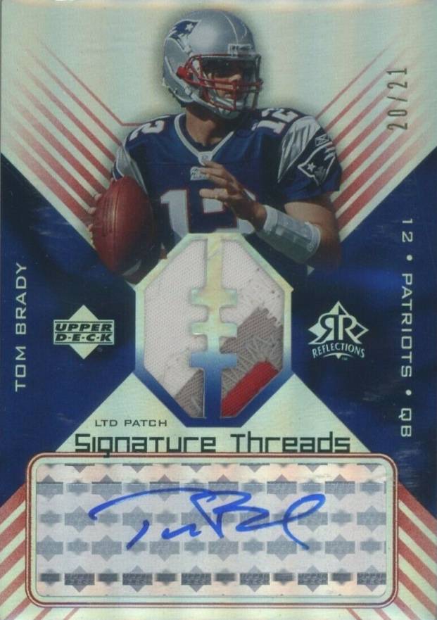 2004 Upper Deck Reflections Signature Threads Tom Brady #STPTB Football Card