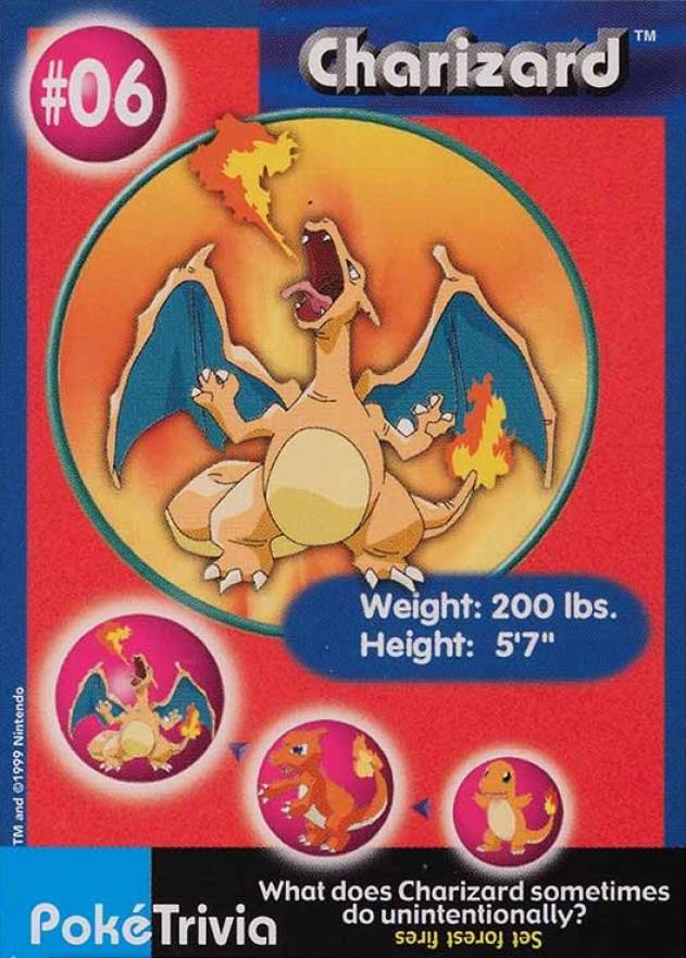 1999 Pokemon Burger King Charizard #6 TCG Card