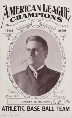 1906 Lincoln Philadelphia A's Postcards Reuben N. Oldring #15 Baseball Card