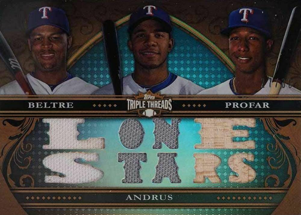 2013 Topps Triple Threads Relics Combos Adrian Beltre/Elvis Andrus/Jurickson Profar #BAP Baseball Card