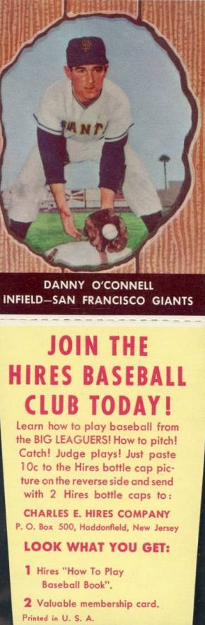 1958 Hires Root Beer Danny O'Connell #19 Baseball Card