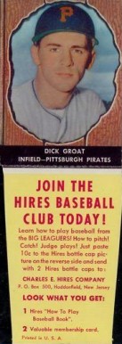 1958 Hires Root Beer Dick Groat #21 Baseball Card