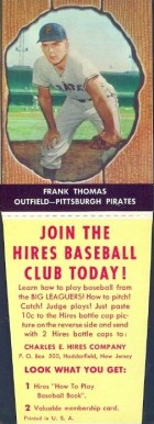 1958 Hires Root Beer Frank Thomas #27 Baseball Card
