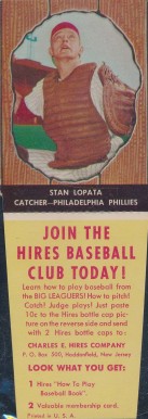 1958 Hires Root Beer Stan Lopata #29 Baseball Card