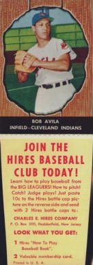 1958 Hires Root Beer Bob Avila #33 Baseball Card