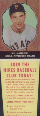 1958 Hires Root Beer Bill Mazeroski #36 Baseball Card