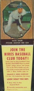 1958 Hires Root Beer Dave Sisler #40 Baseball Card