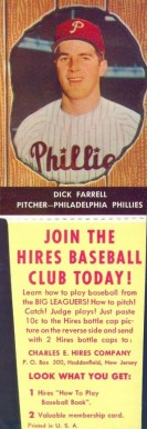 1958 Hires Root Beer Dick Farrell #43 Baseball Card
