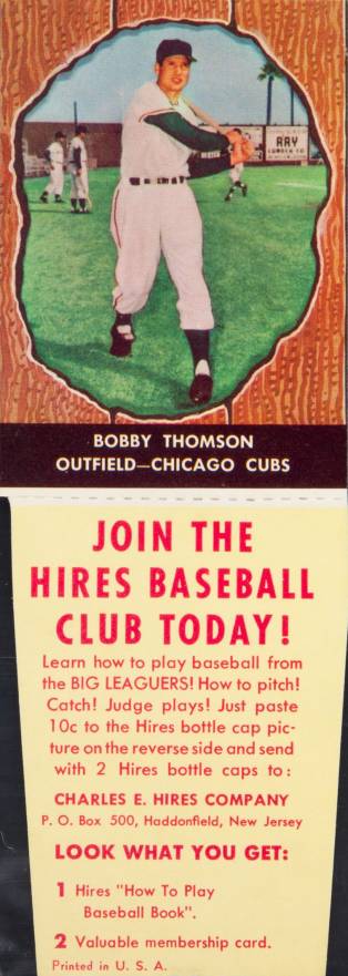 1958 Hires Root Beer Bobby Thomson #46 Baseball Card