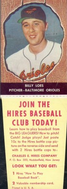 1958 Hires Root Beer Billy Loes #48 Baseball Card