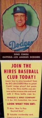 1958 Hires Root Beer Gino Cimoli #63 Baseball Card