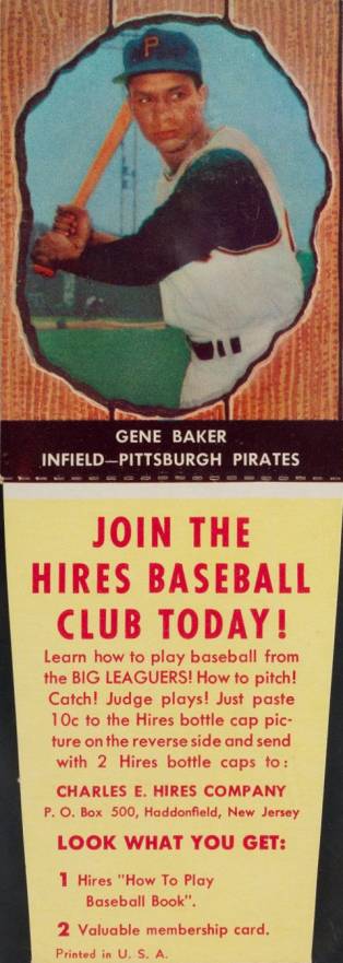 1958 Hires Root Beer Gene Baker #65 Baseball Card