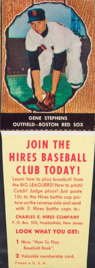 1958 Hires Root Beer Gene Stephens #72 Baseball Card